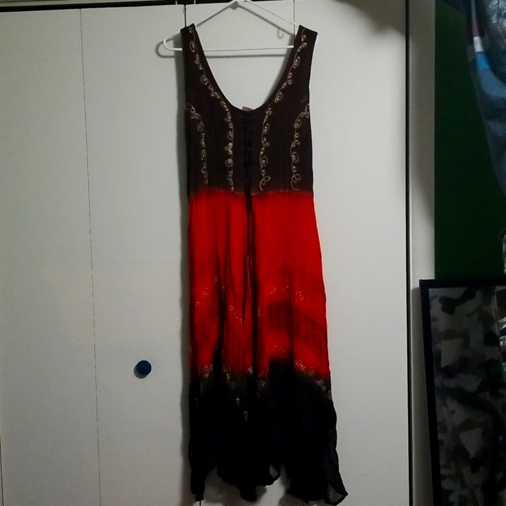 Orange and brown dress